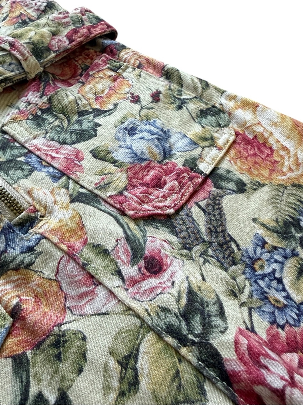 Show Me Your Mumu Jacksonville Floral Denim Belted Jumpsuit S Boho Dusty Meadows - Picture 7 of 15